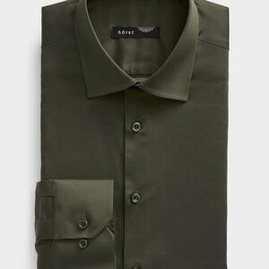 Horst Stretch Solid Shirt In Mossy Green